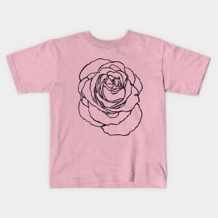 Rose Flower Outline Line Art Kids T-Shirt